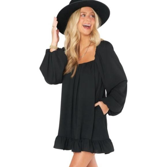 NWT Show Me Your Mumu Briar Black Square Neck Tunic Mini Dress S - Picture 1 of 16